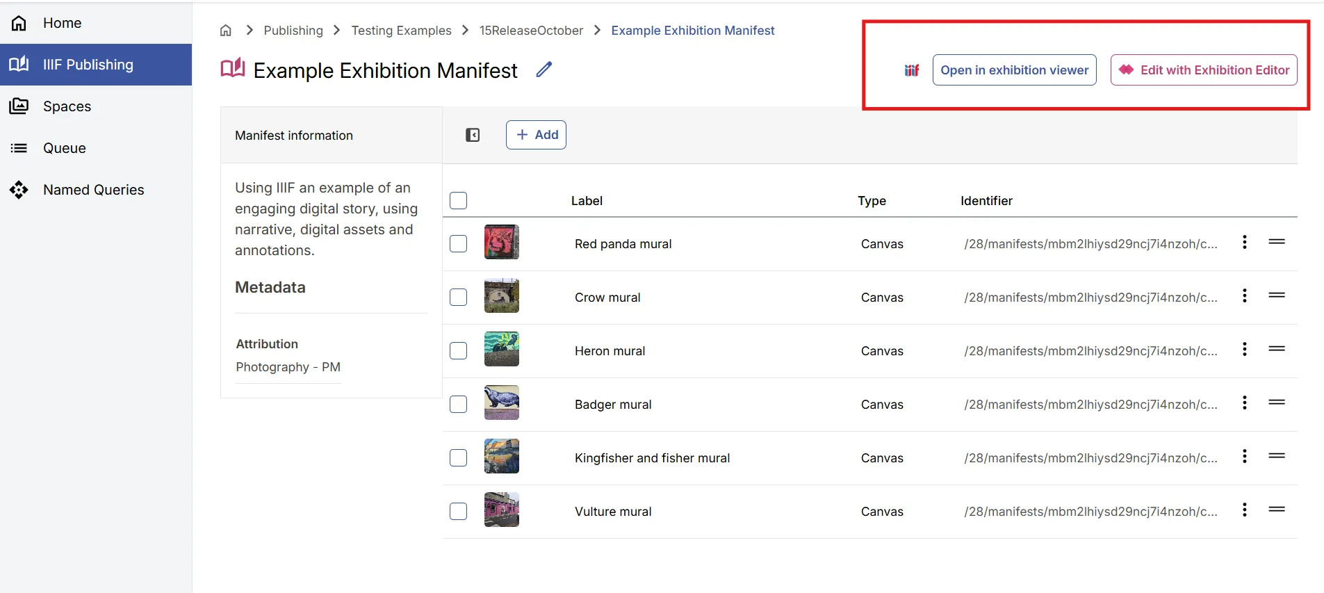 Fig. 5.1b: Exhibition editing and viewing tools
