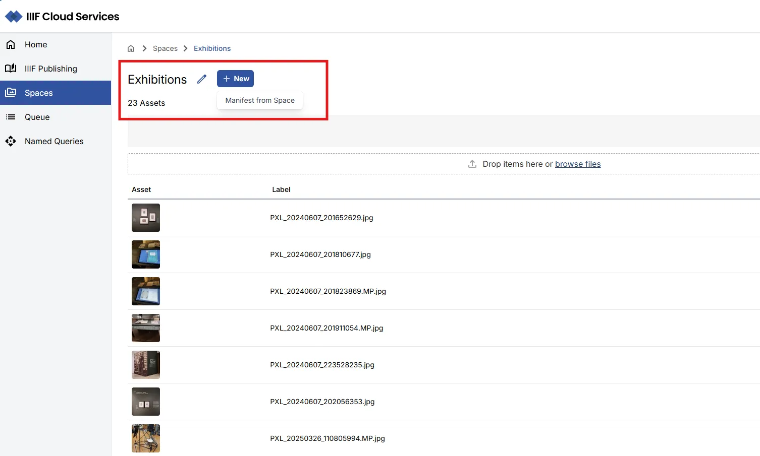 Fig. 2.4a: Select the Manifest from Space option