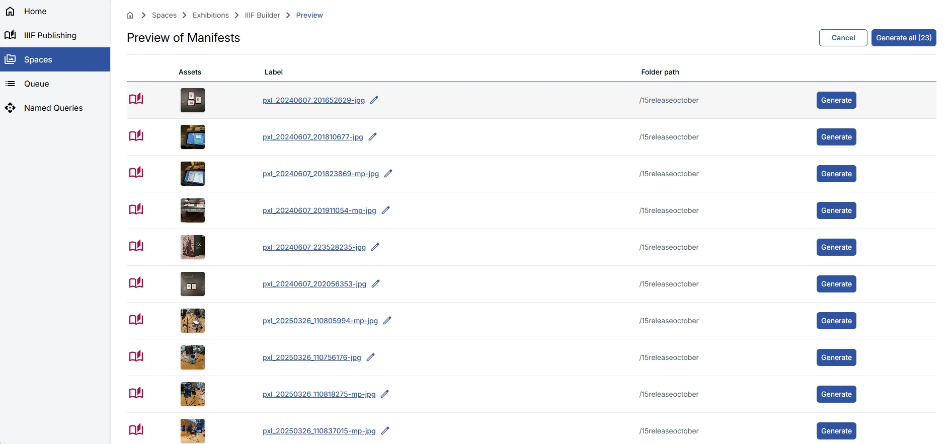 Fig. 2.4e: Preview Manifests listing