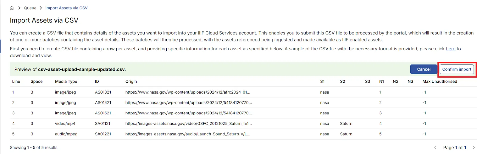 Fig. 2.1g: Preview of your CSV file