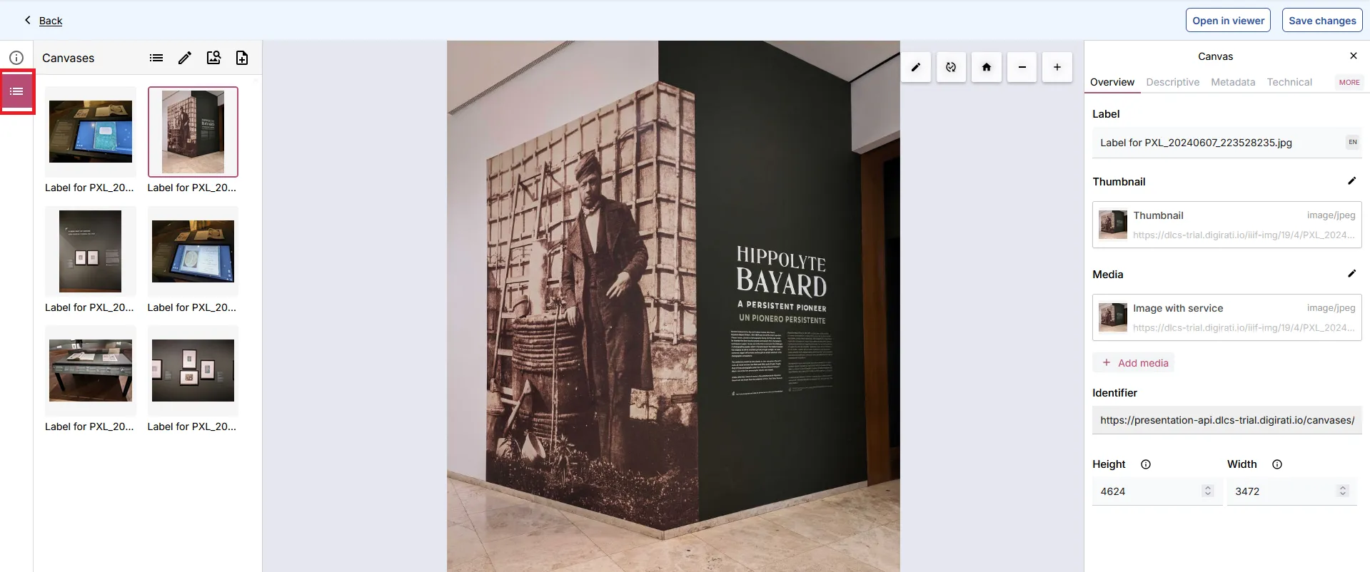 Fig. 3.2.4c: Click the Canvases icon to access the Canvas view