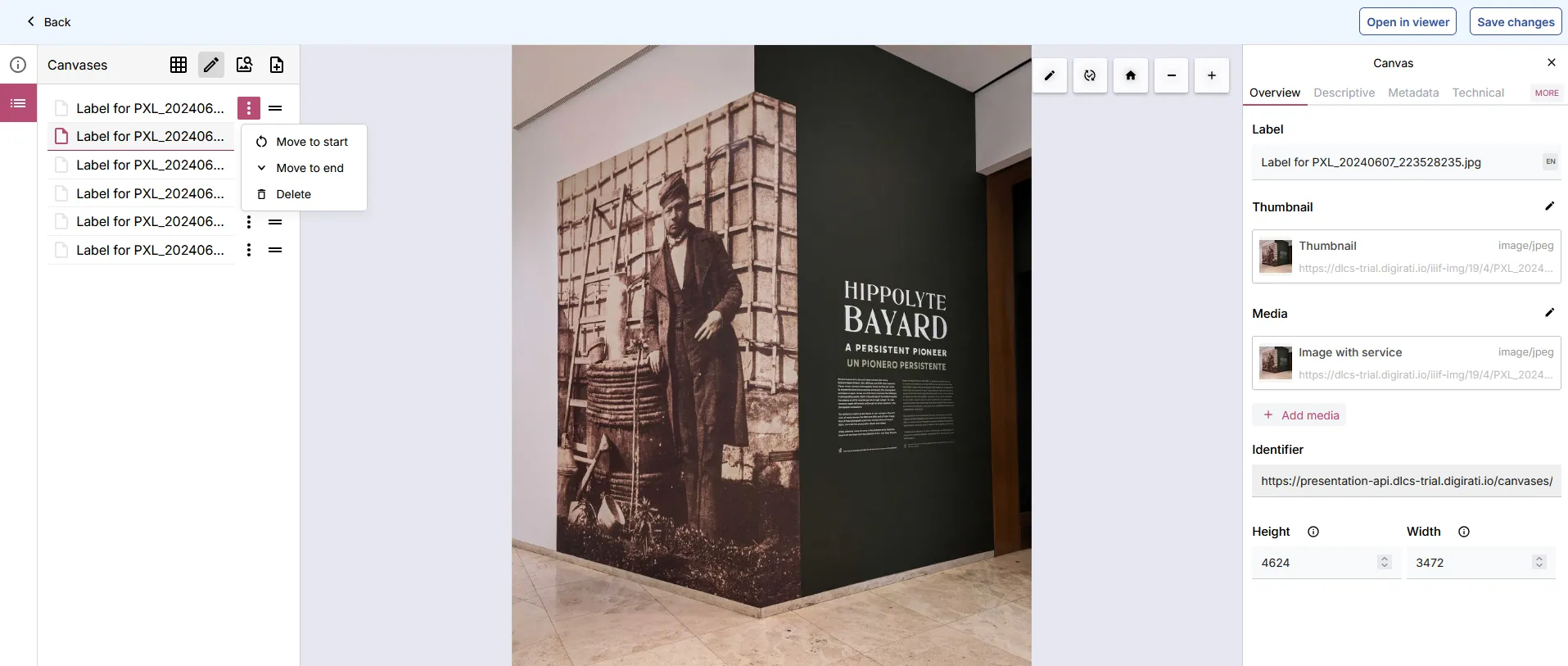 Fig. 3.2.4e: Deleting canvases in your Manifest