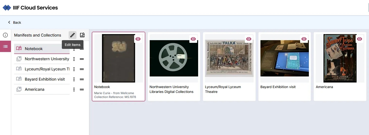 Fig. 3.3.8c: Editing items in the Collection
