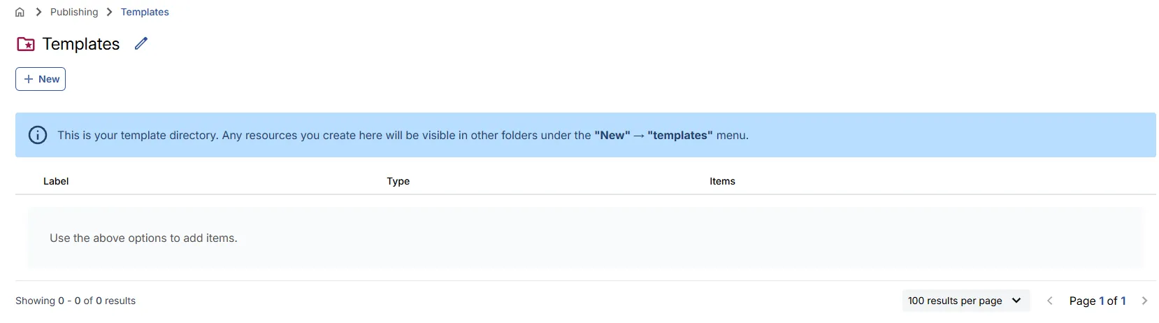 Fig. 3.4.1b: An empty 'Templates' folder