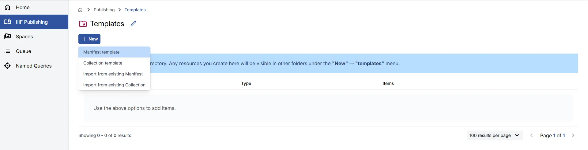 Fig. 3.4.1c: Selecting to create a Manifest Template