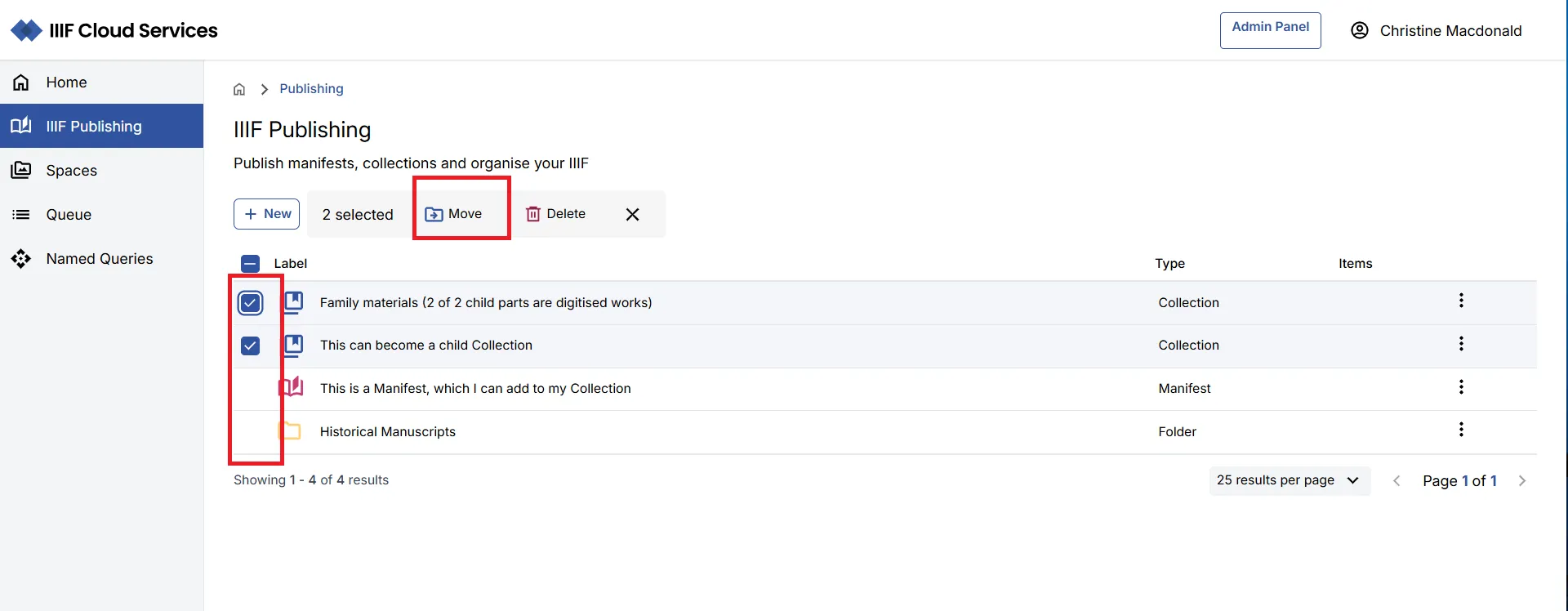 Fig. 3.5.1a: Selecting content to move